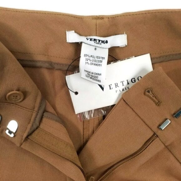 Vertigo Toast Camel Mid Rise Flat Front Wide Leg Dress Pants Womens Size 8 - Picture 11 of 13